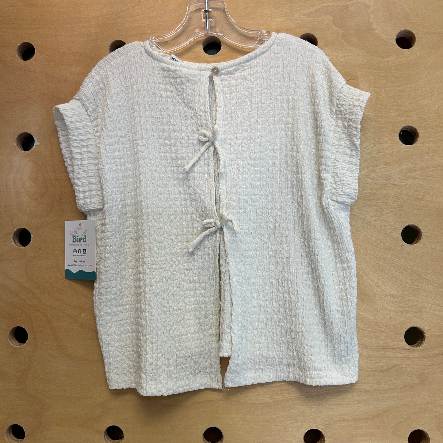 Cream Textured Tie Back Top