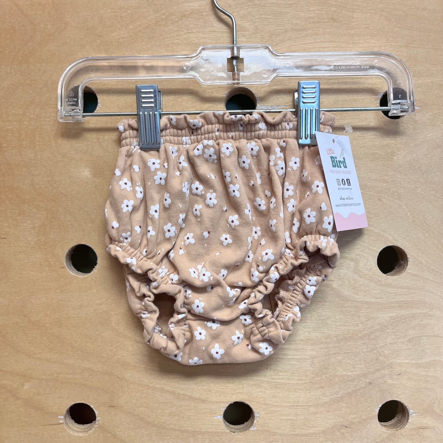 Organic Tan/White Floral Bloomers
