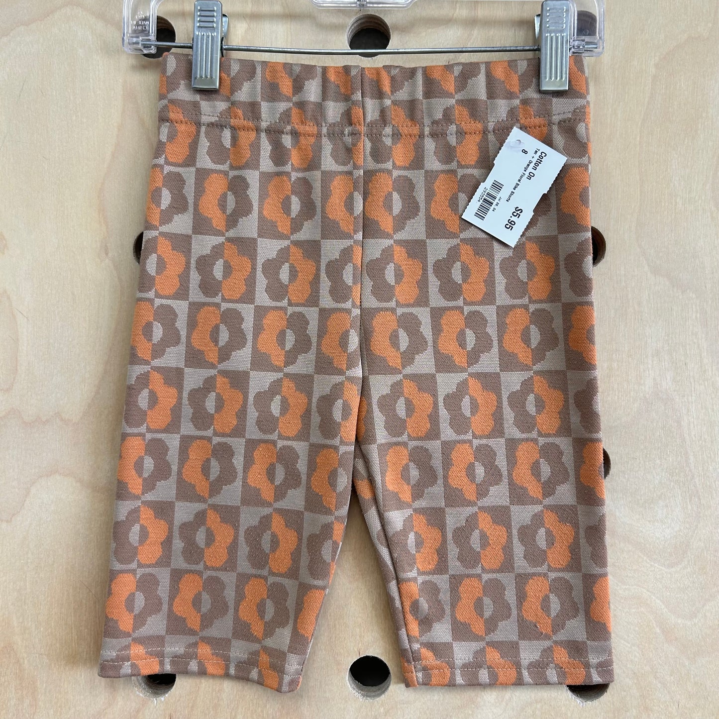 Tan + Orange Floral Bike Shorts