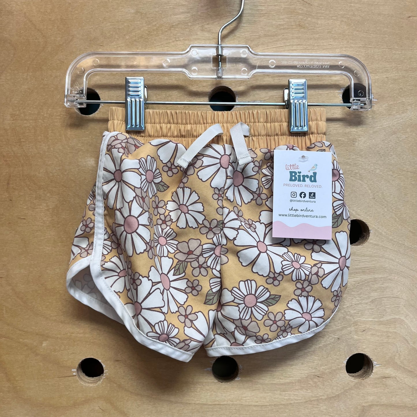 Yellow Floral Drawstring Swim Shorts
