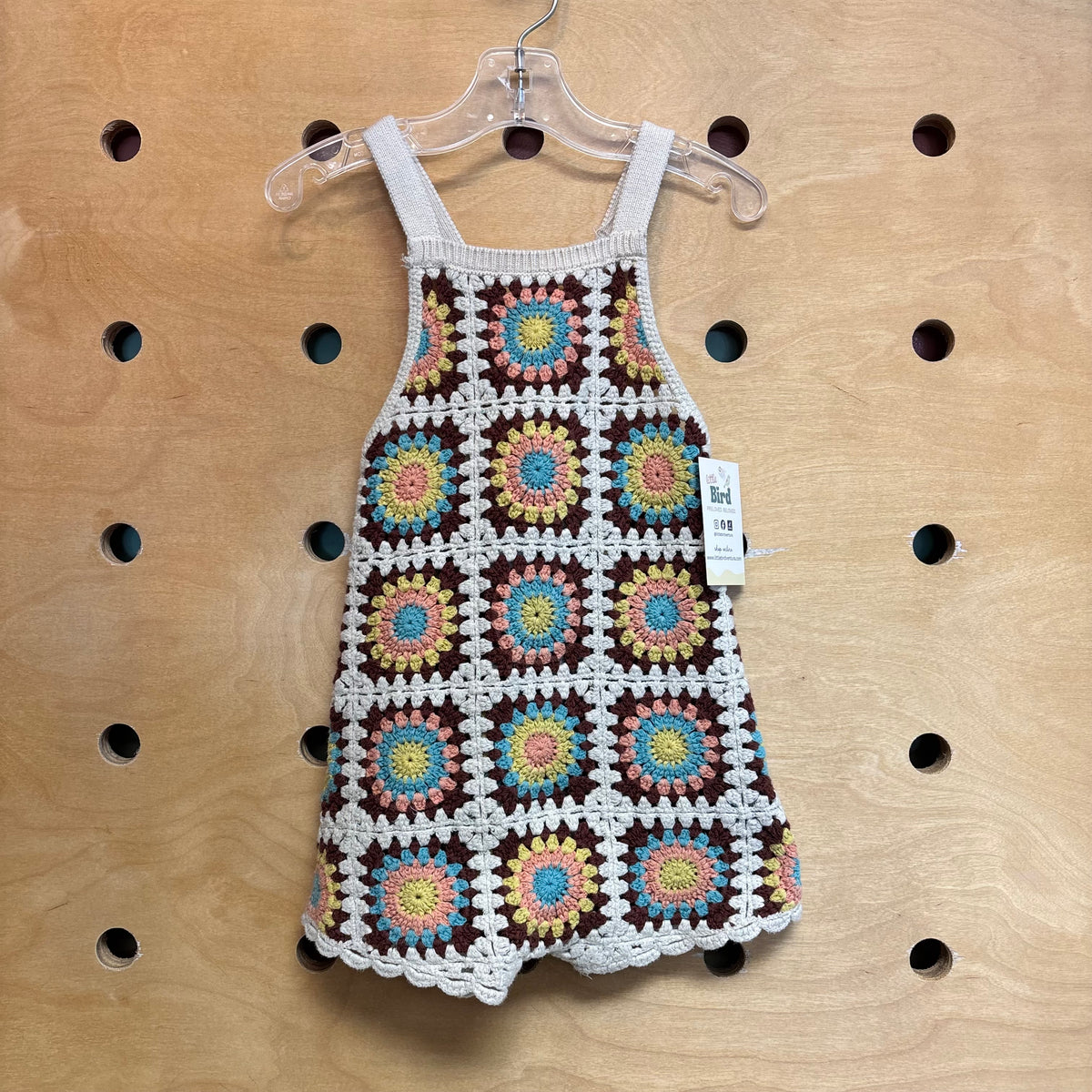 Cream/Brown Granny Square Romper