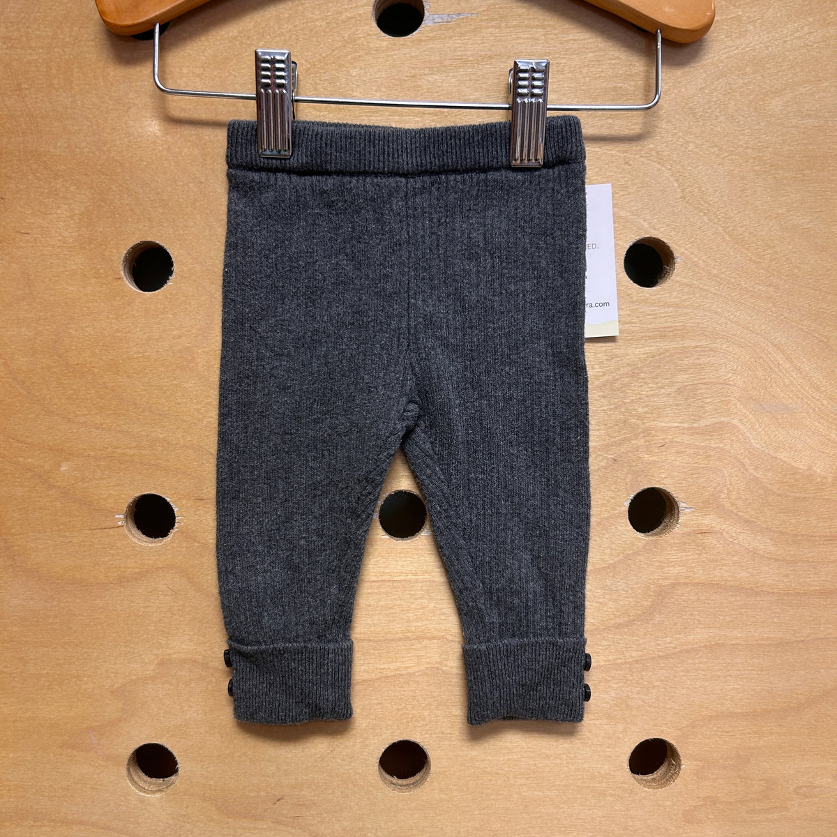 Grey Cuffed Ribbed Leggings