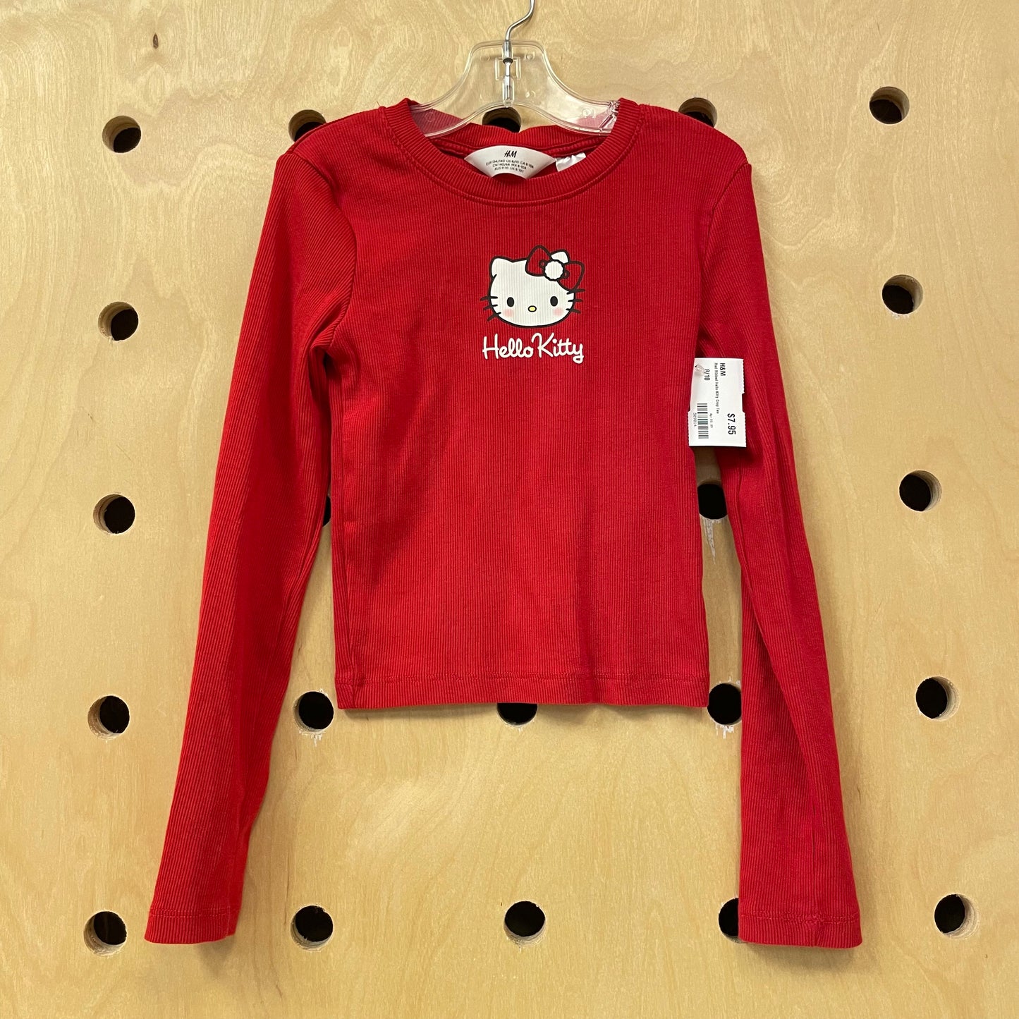 Red Ribbed Hello Kitty Crop Tee
