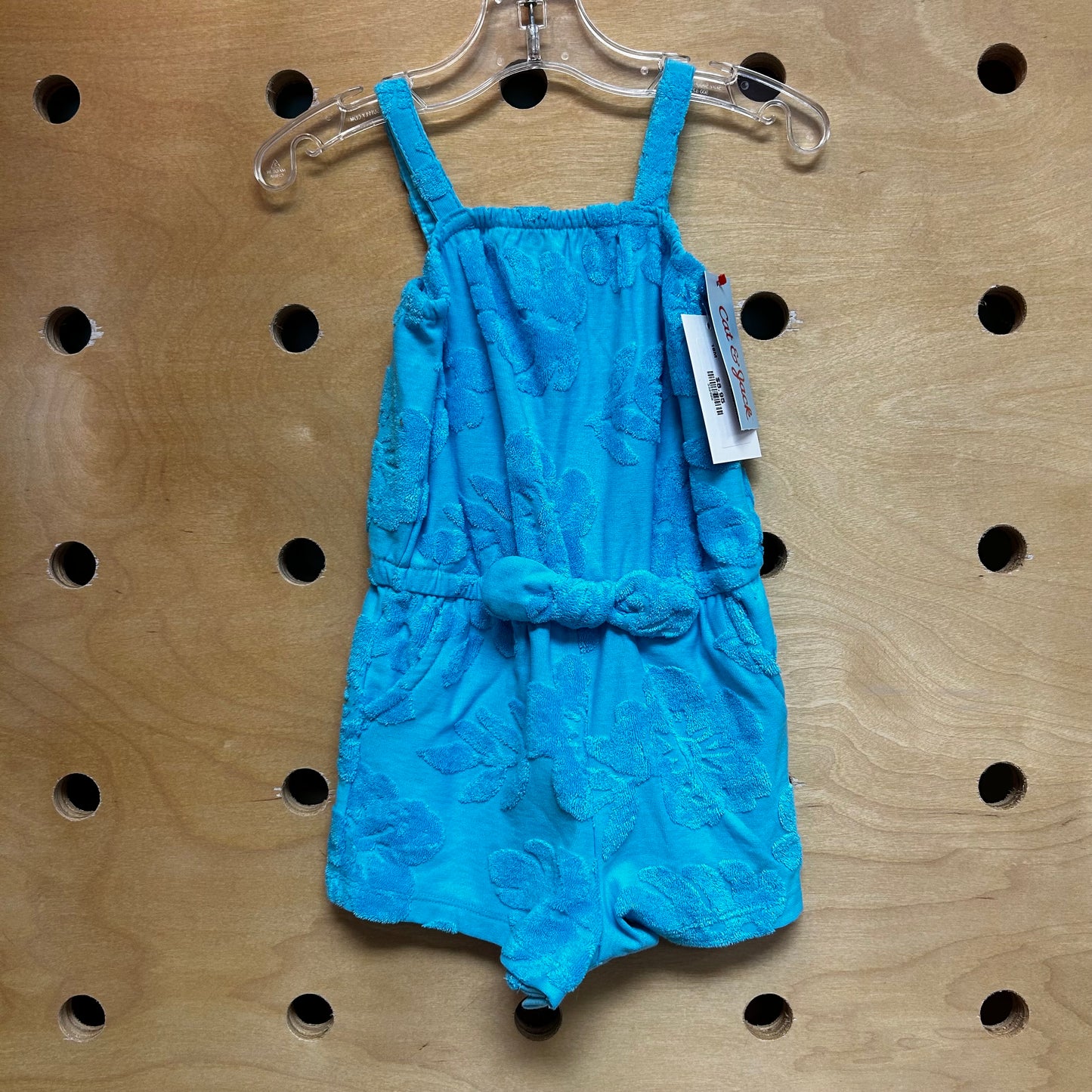 Teal Terry Flowers Romper NEW!