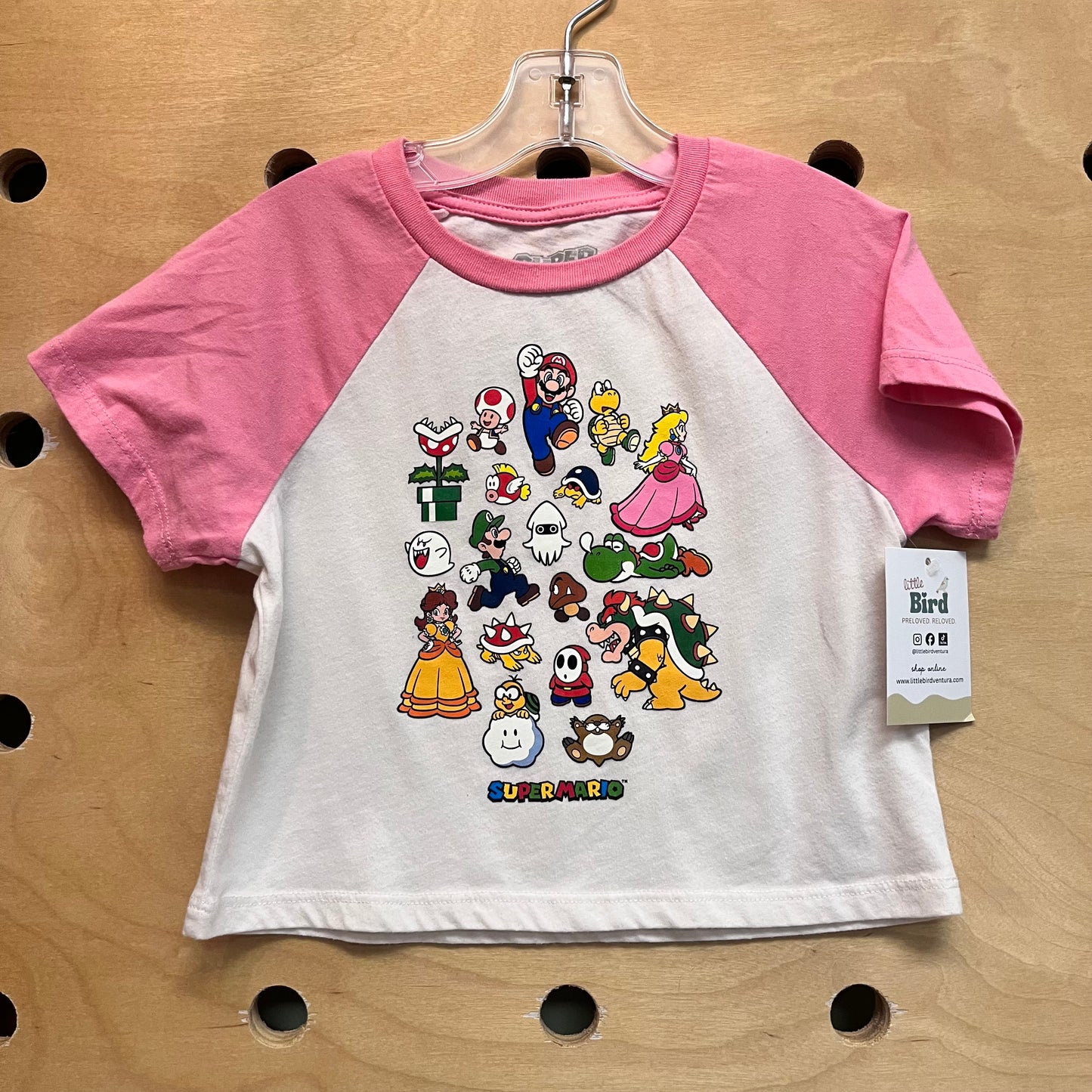 Pink Super Mario Boxy Raglan