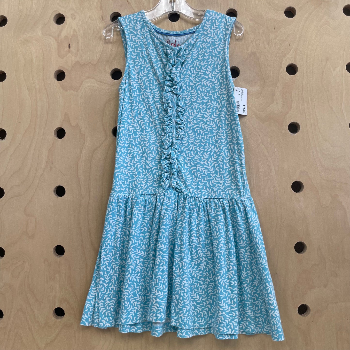 Teal Leaves Ruffle Dress
