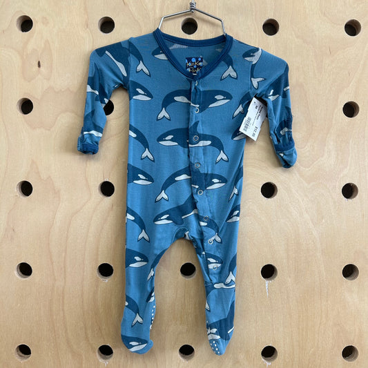 Blue Orca Whales Bamboo Footies