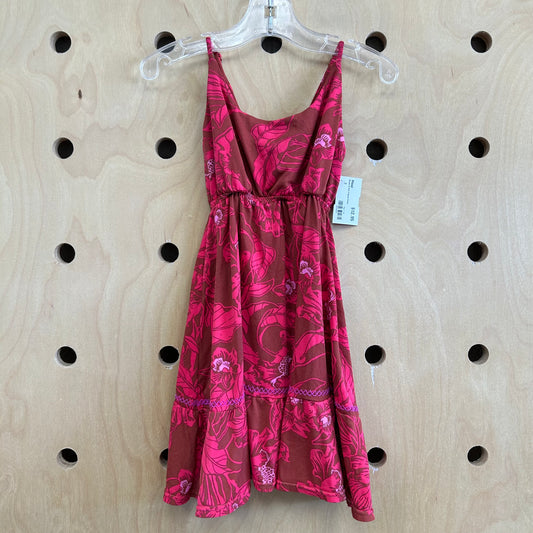 Brown & Pink Tropical Dress