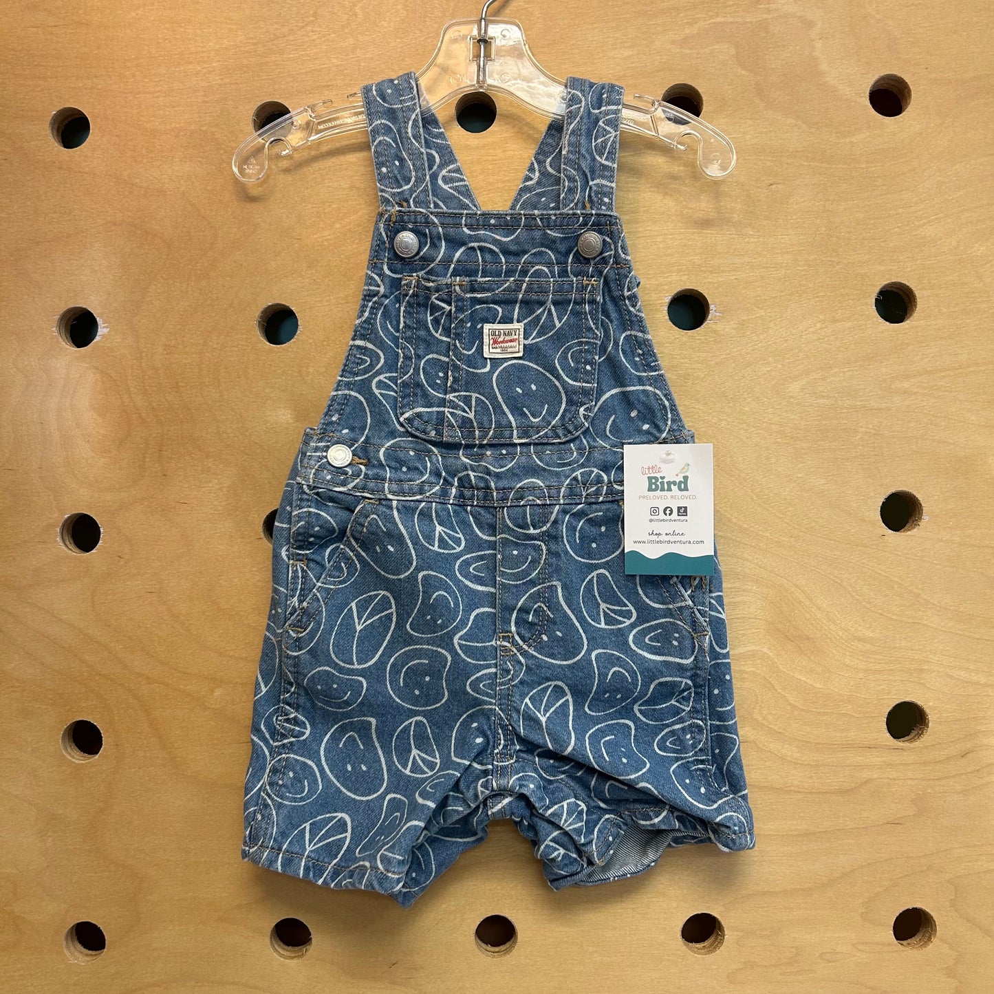 Denim Smiley Face Shortalls