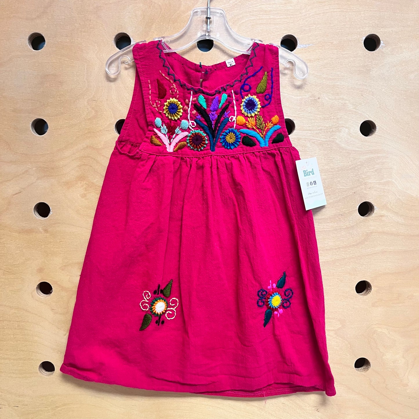 Pink Hand Embroider Floral Dress