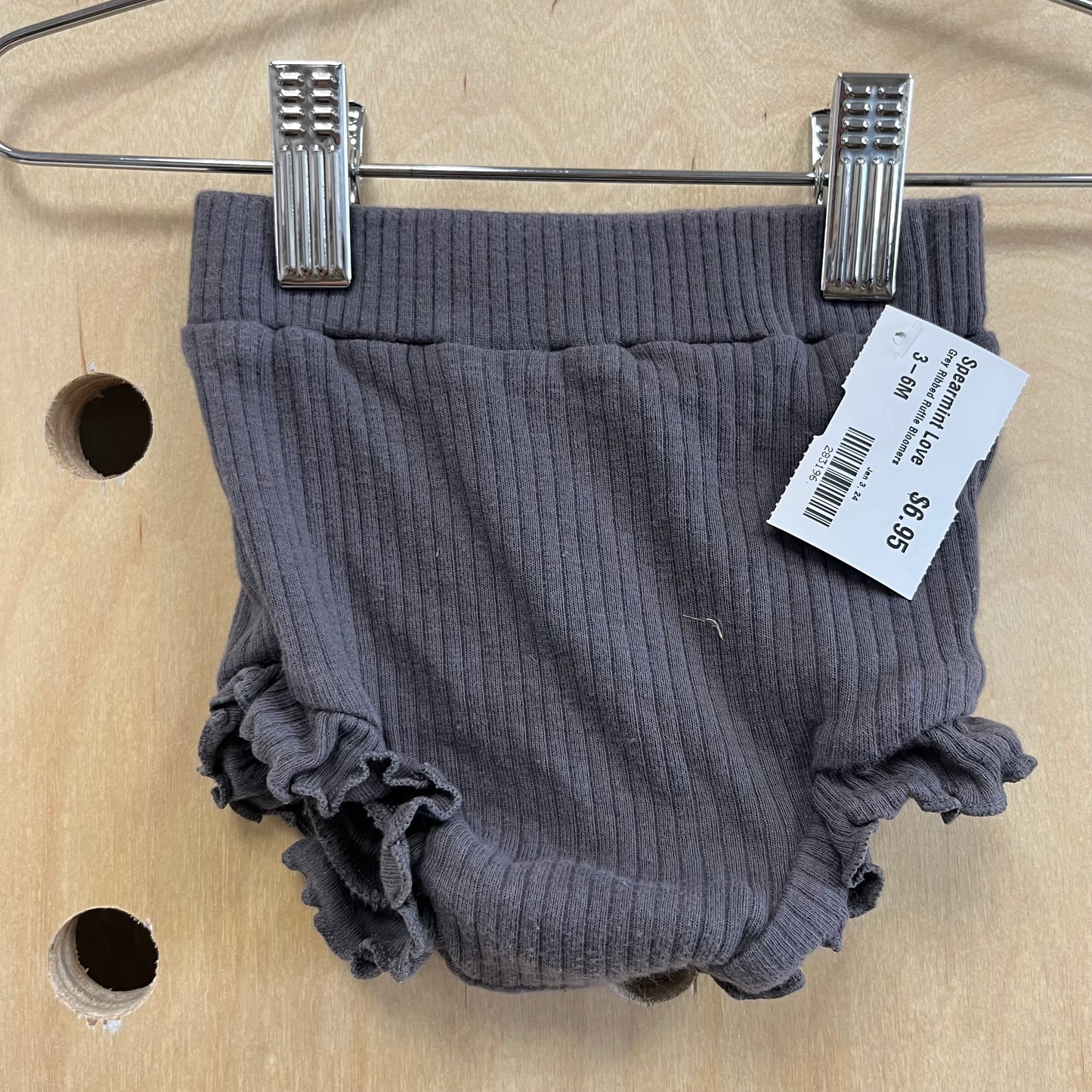 Grey Ribbed Ruffle Bloomers