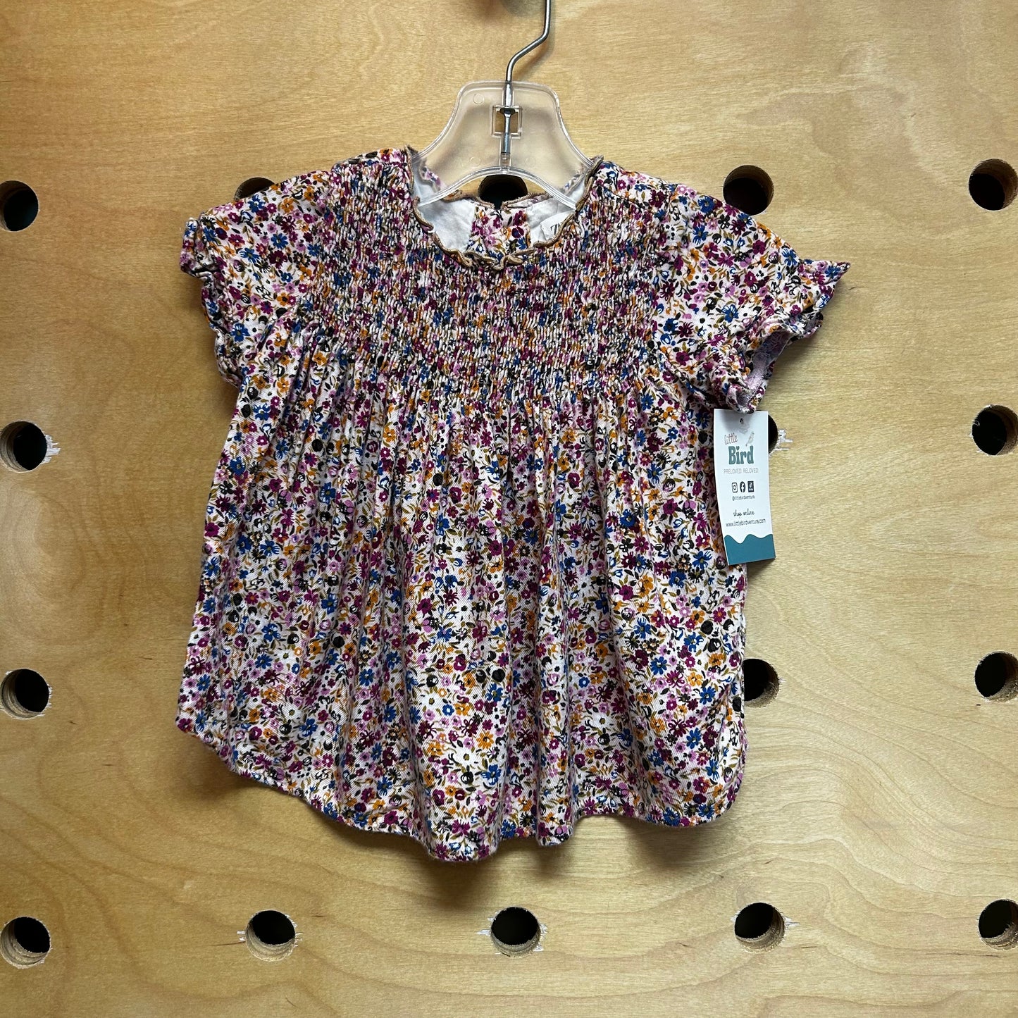 Pink Floral Smocked Button-Back Top