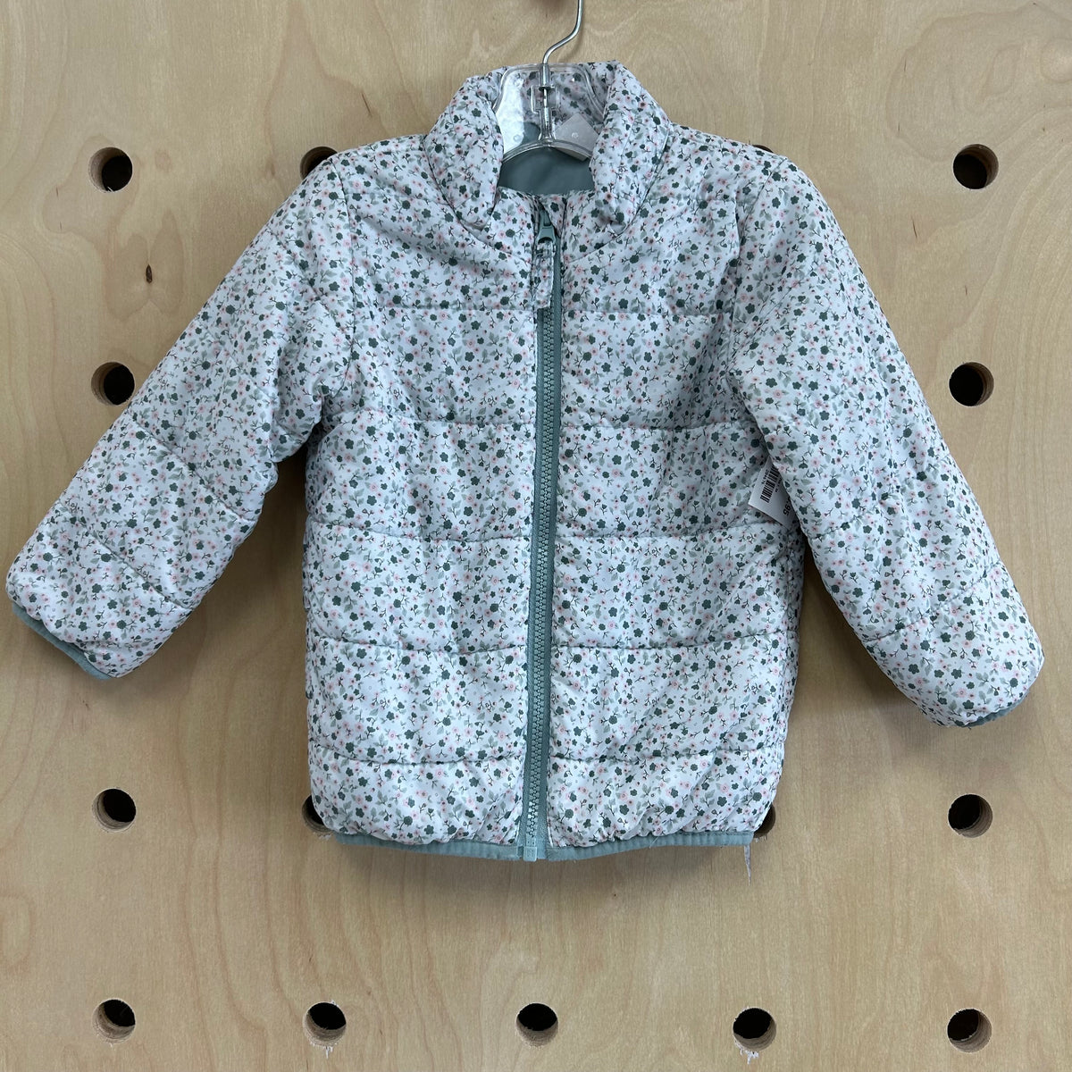 White+Green Floral Puffer