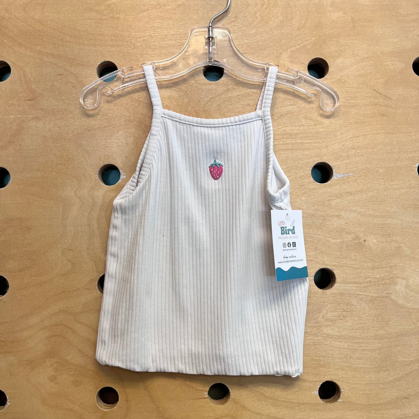 White Ribbed Strawberry Patch Tank