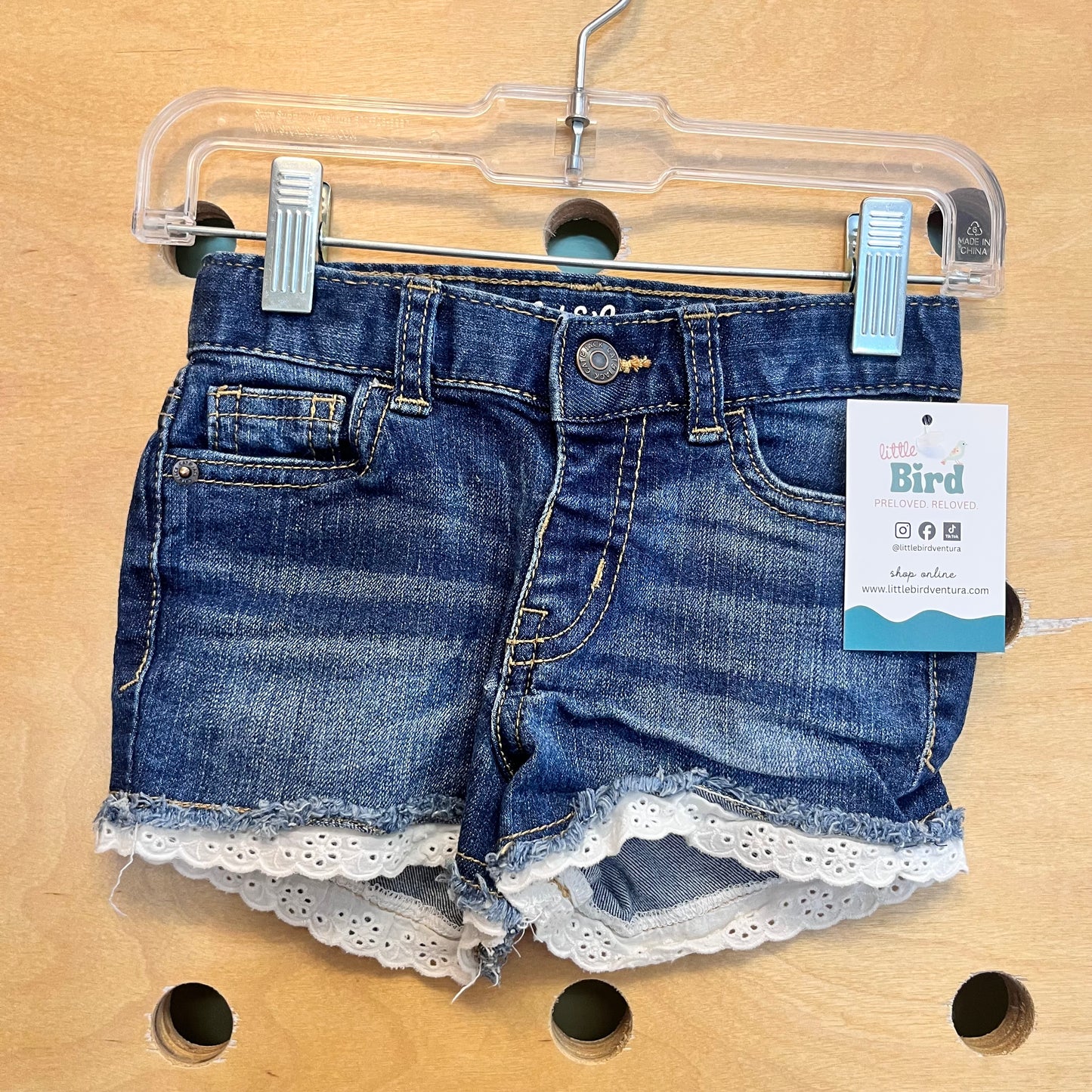 Eyelet Hem Denim Shorts