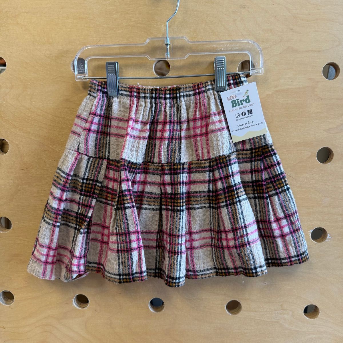 Tan/Pink Plaid Skirt