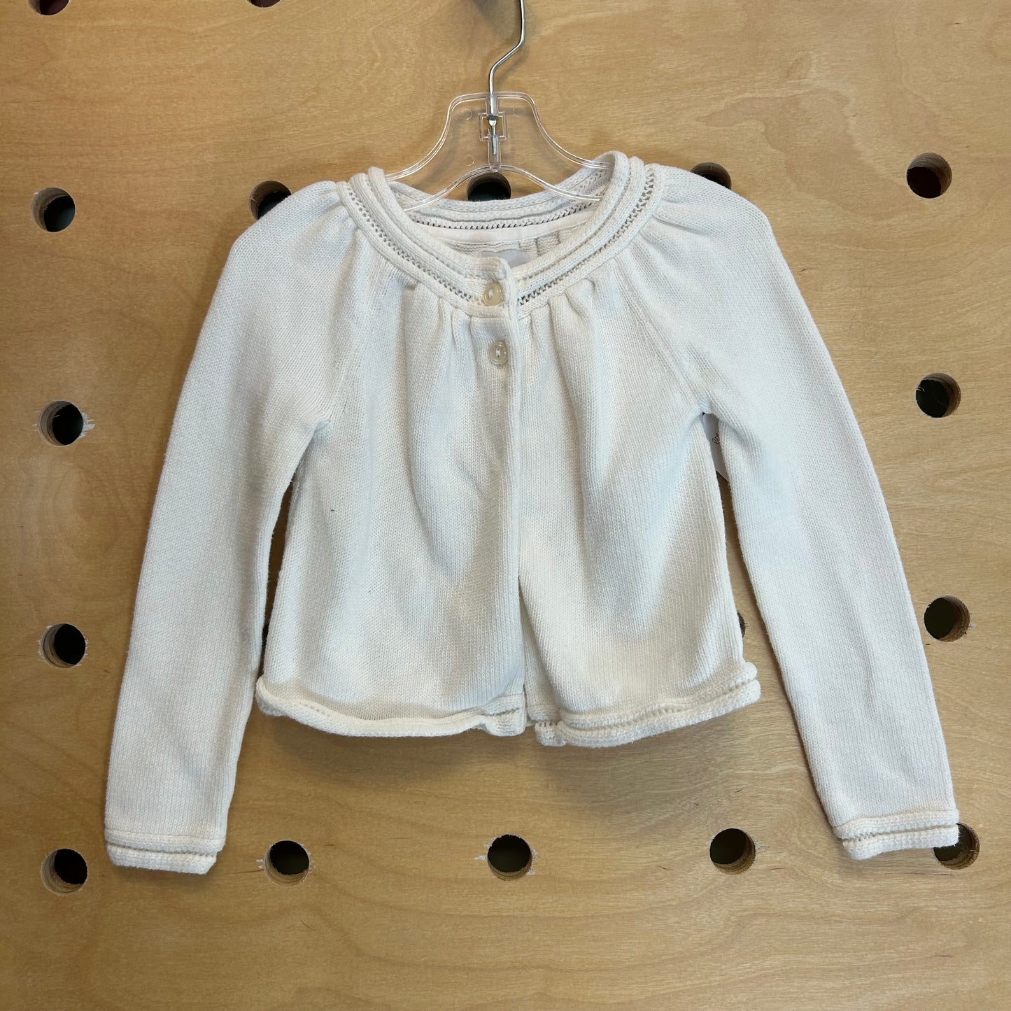 White Cotton 1/4 Button Cardigan