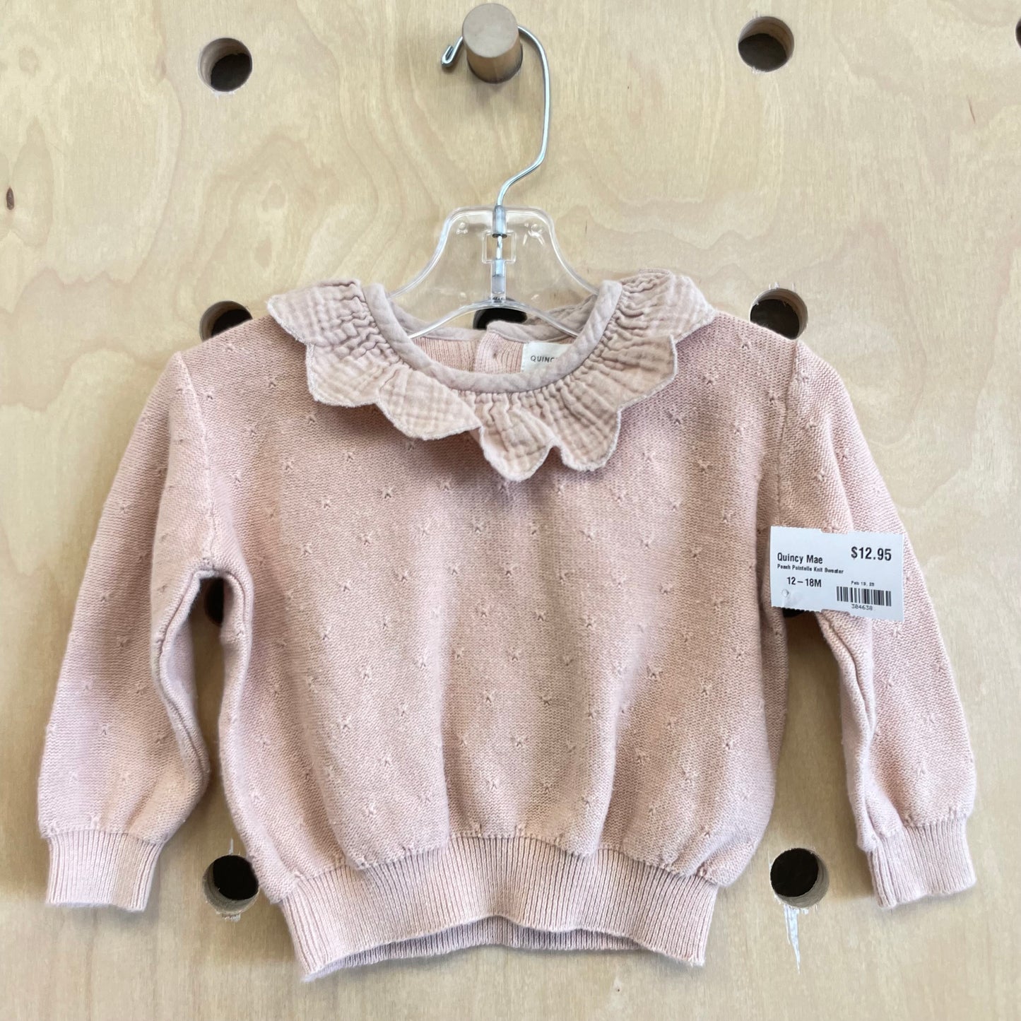 Peach Pointelle Knit Sweater