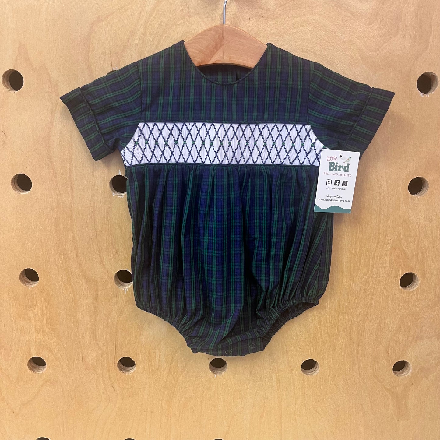 Blue & Green Smocked Romper