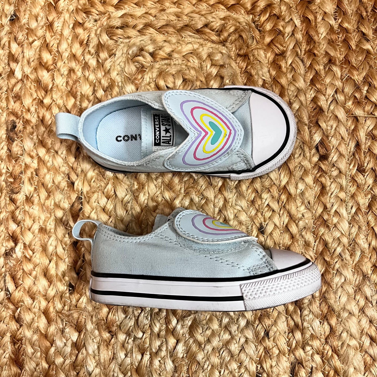 Light Blue Heart Velcro Sneakers