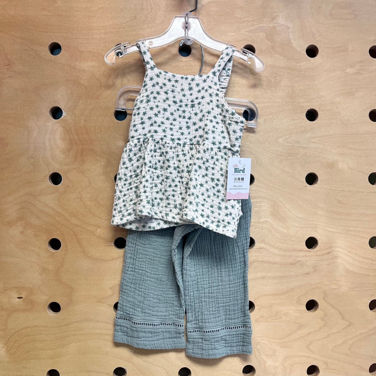 Teal & Cream Floral Gauze Outfit