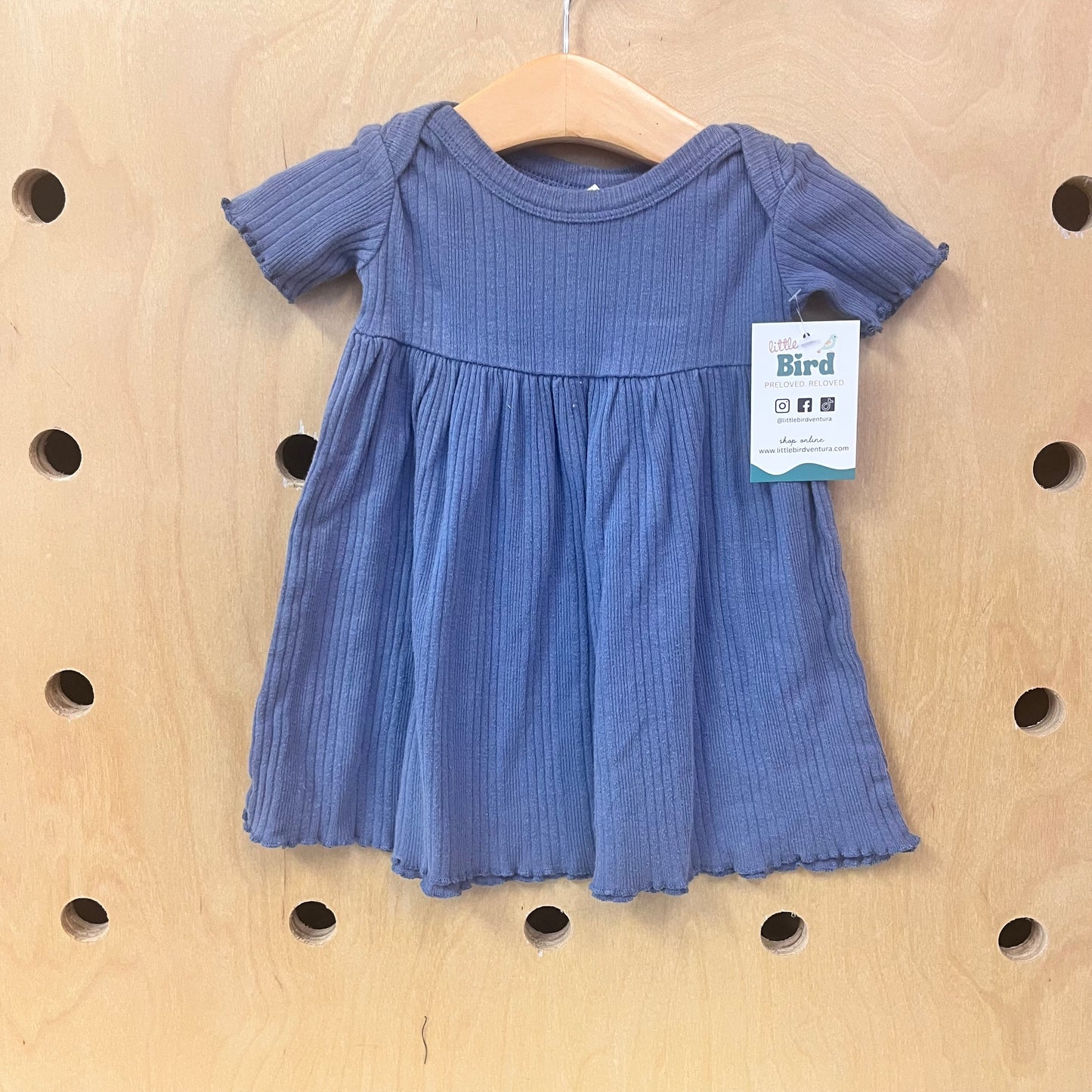 Organic Blue Ribbed Dress