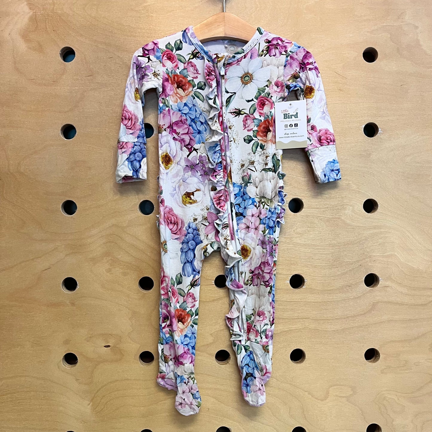 Floral Ruffle Bamboo Footies