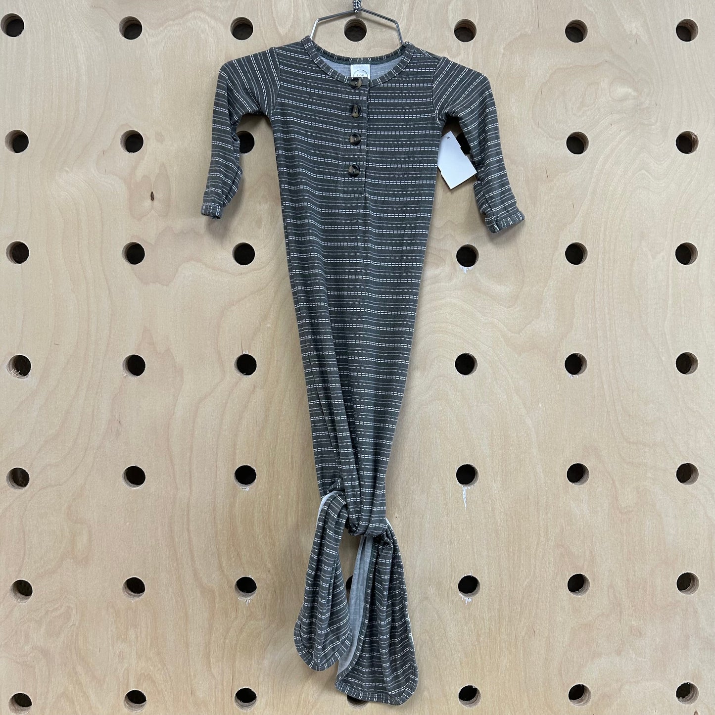 Taupe Striped Knotted Gown