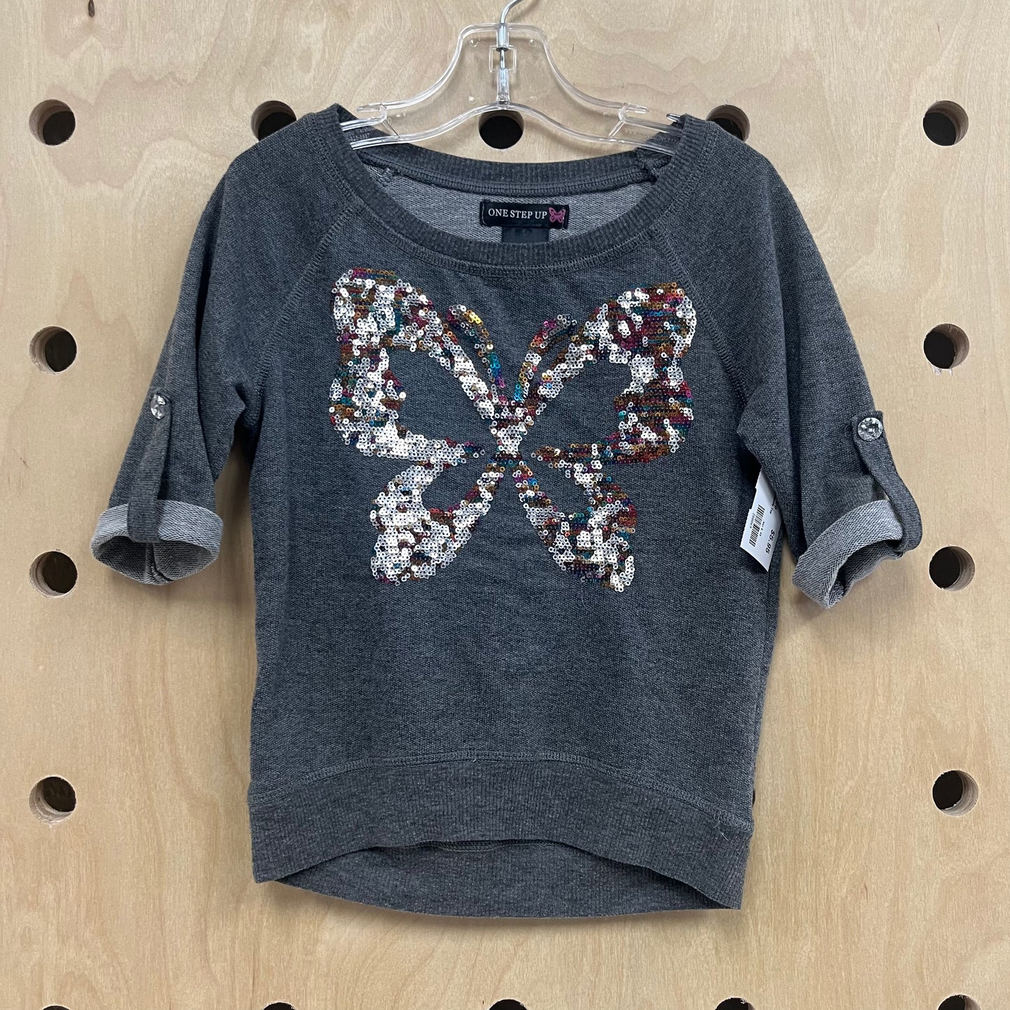 Grey Sequin Butterfly Top