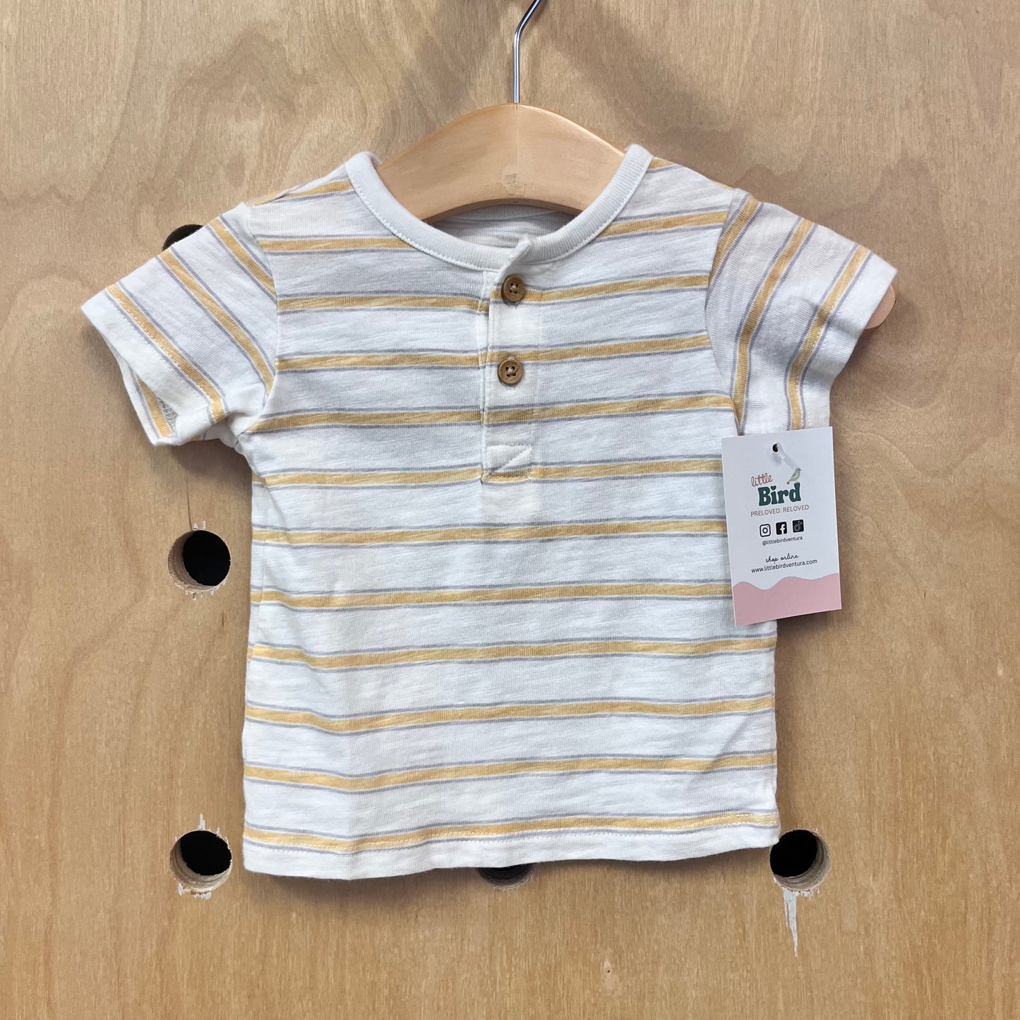 Yellow Striped Organic Henley