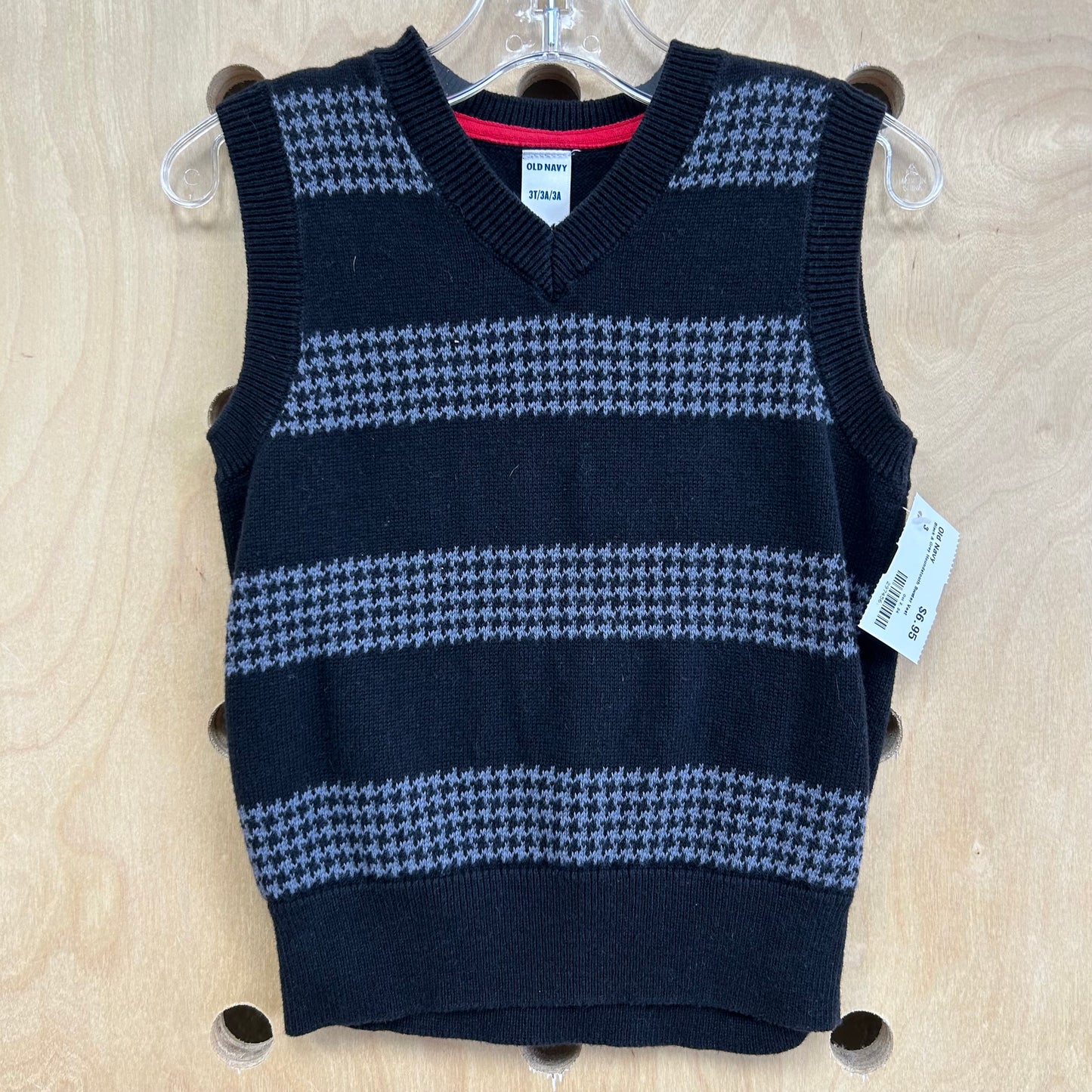 Black & Grey Houndstooth Swater Vest
