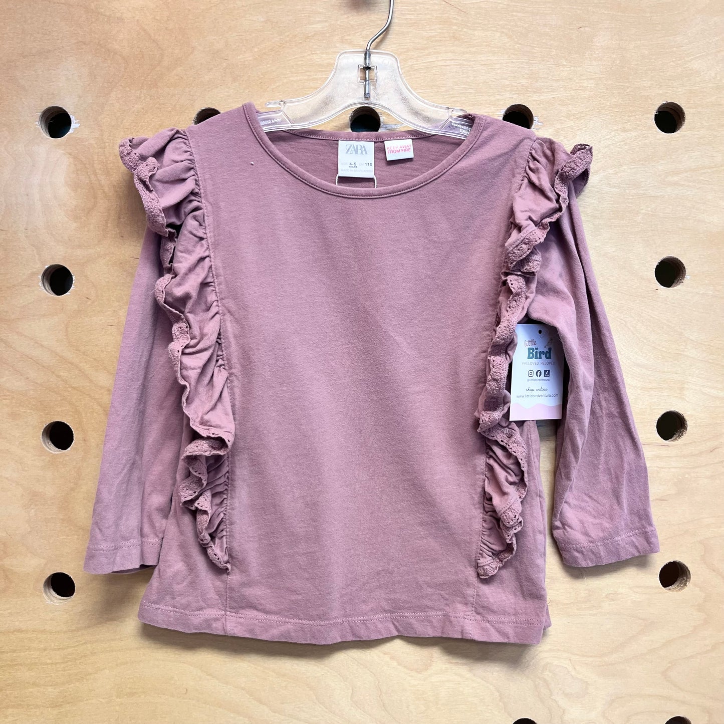 Mauve Lace Trim Ruffle Top