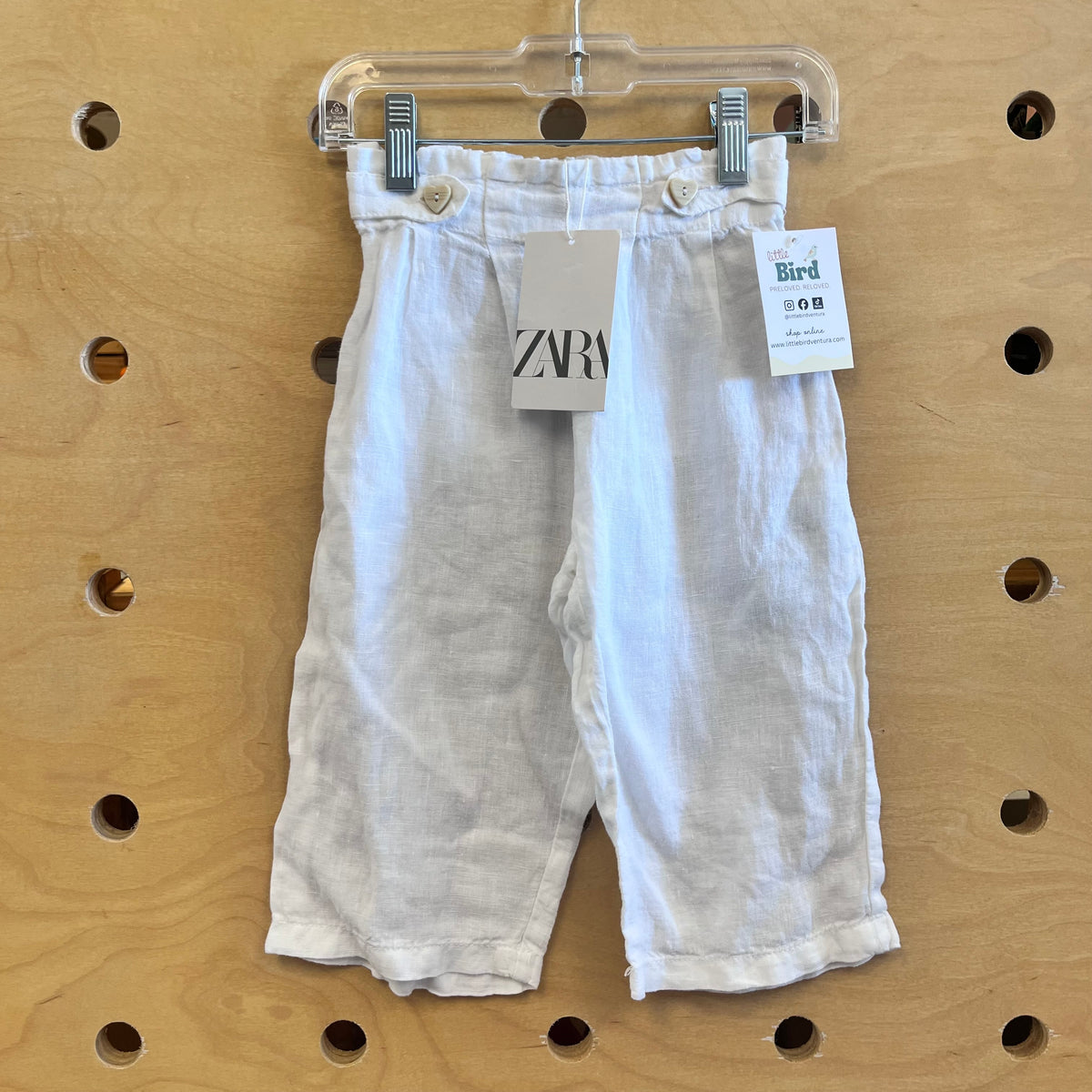 White 100% Linen Pants/Heart Buttons NEW!