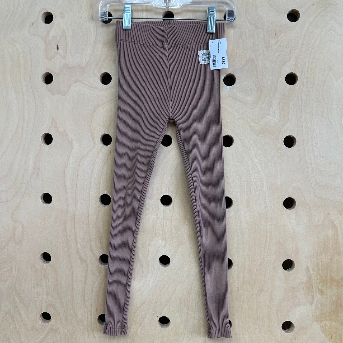 Brown Ribbed Leggings