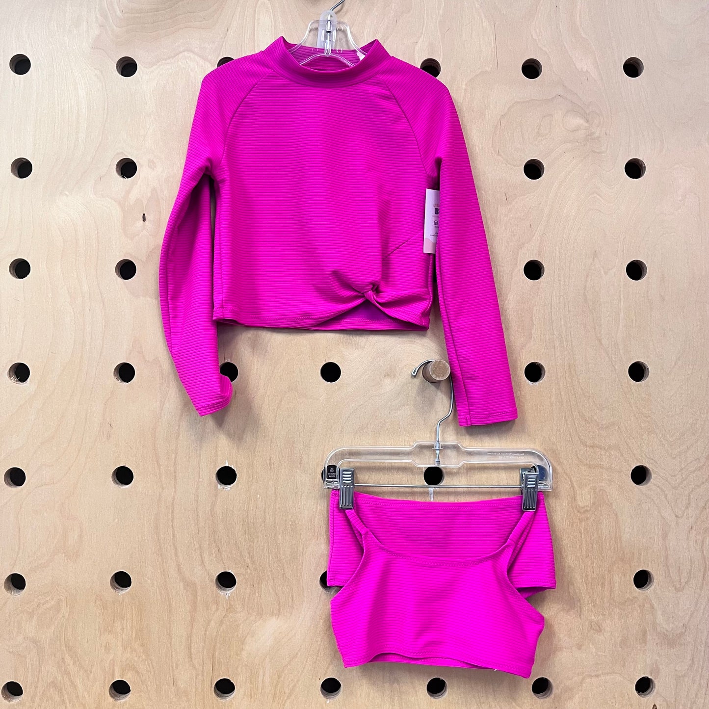 3pc Magenta Ribbed Swimsuit