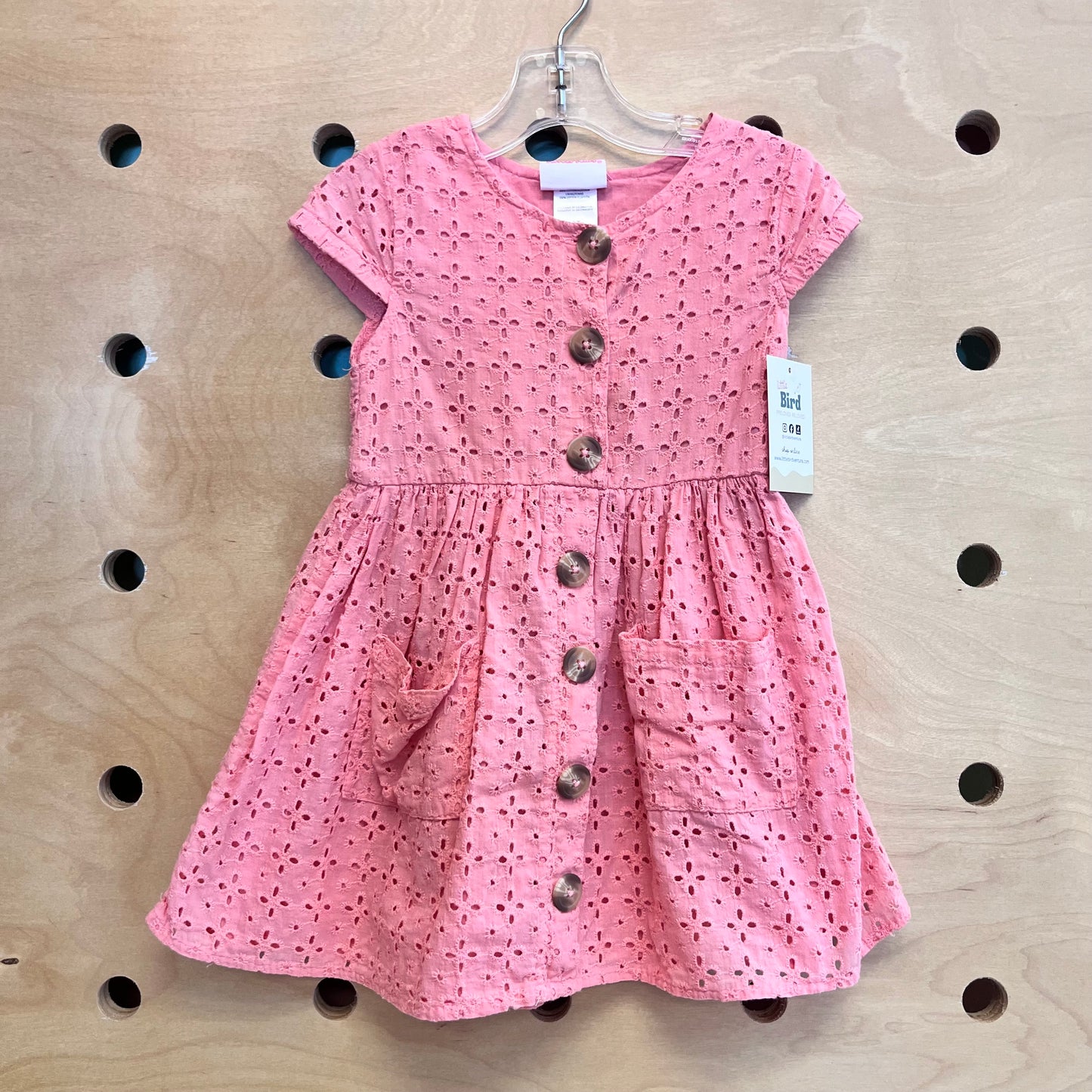 Peach Eyelet Button Dress