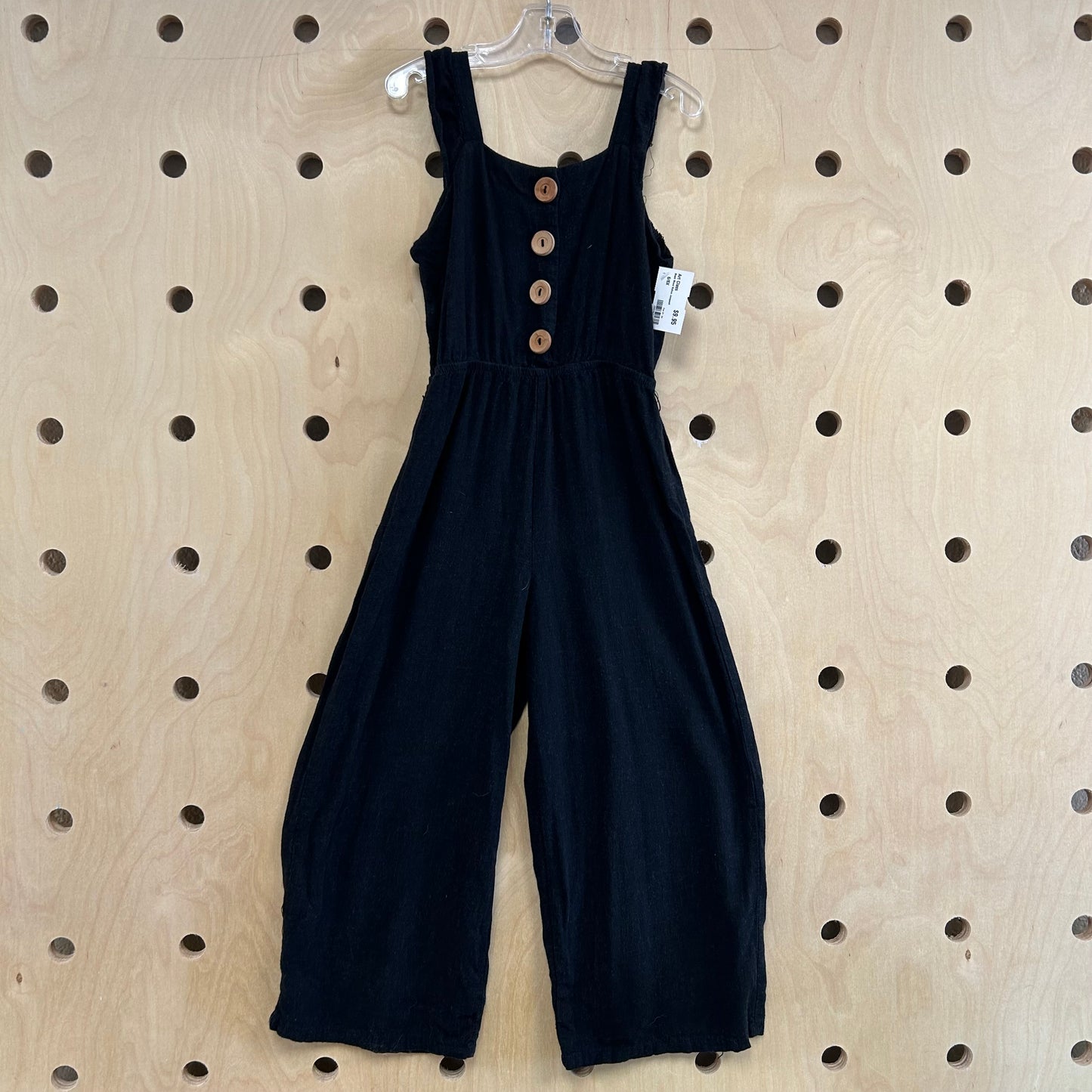 Black Wood Button Jumpsuit