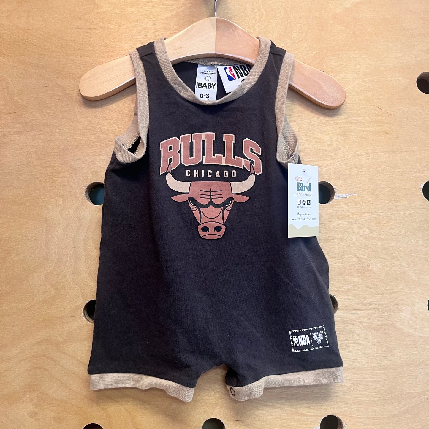 Tan/Black Bulls Ringer Romper