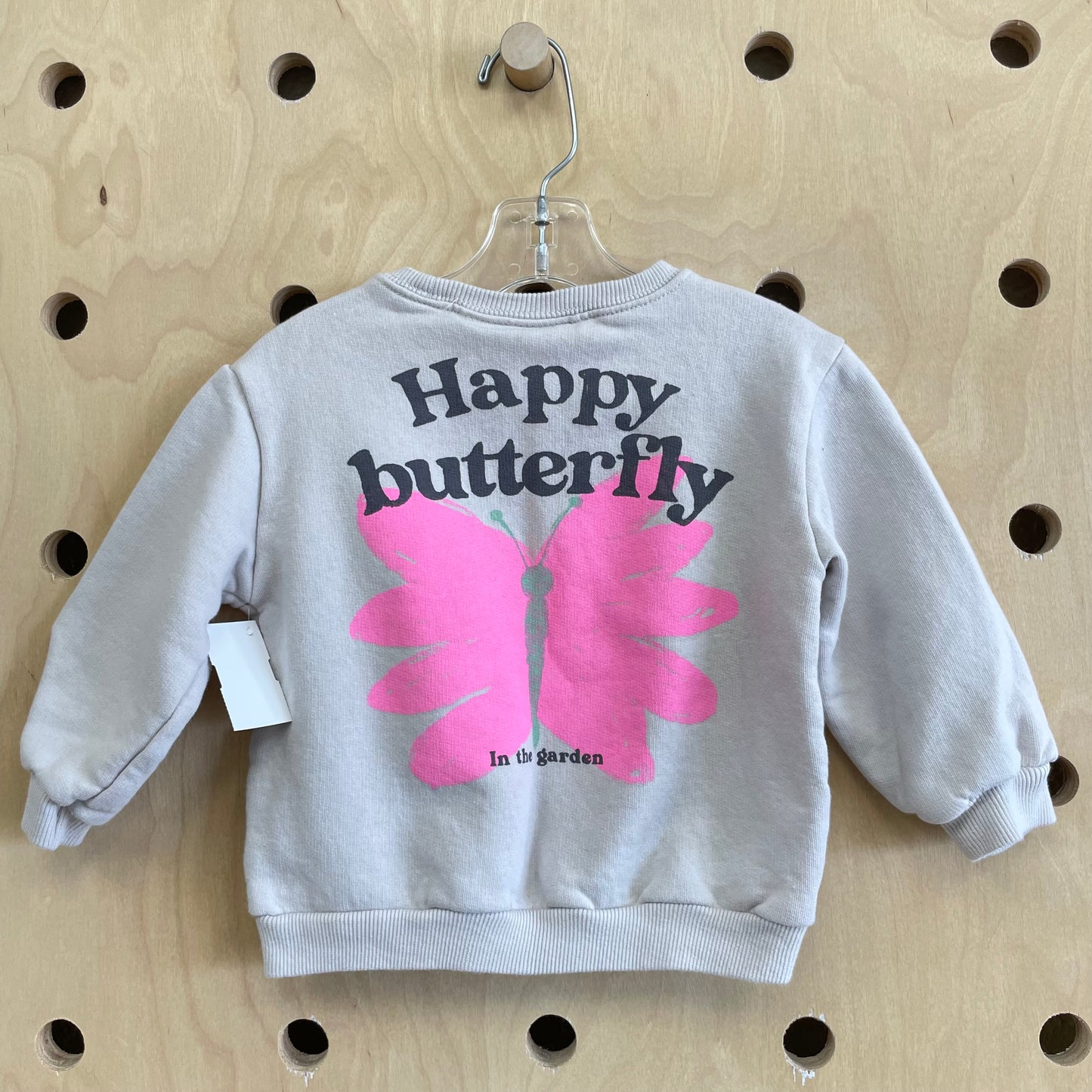 Beige Happy Butterfly Sweatshirt