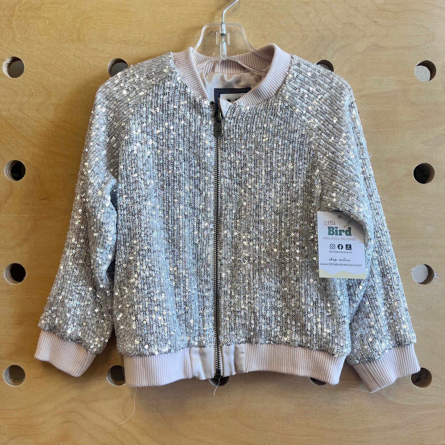 Silver Sequined Zip Jacket