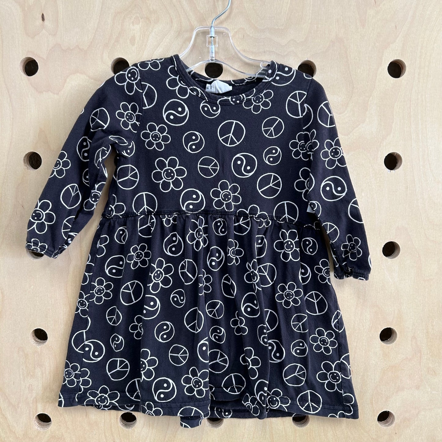 Grey Peace Floral Dress