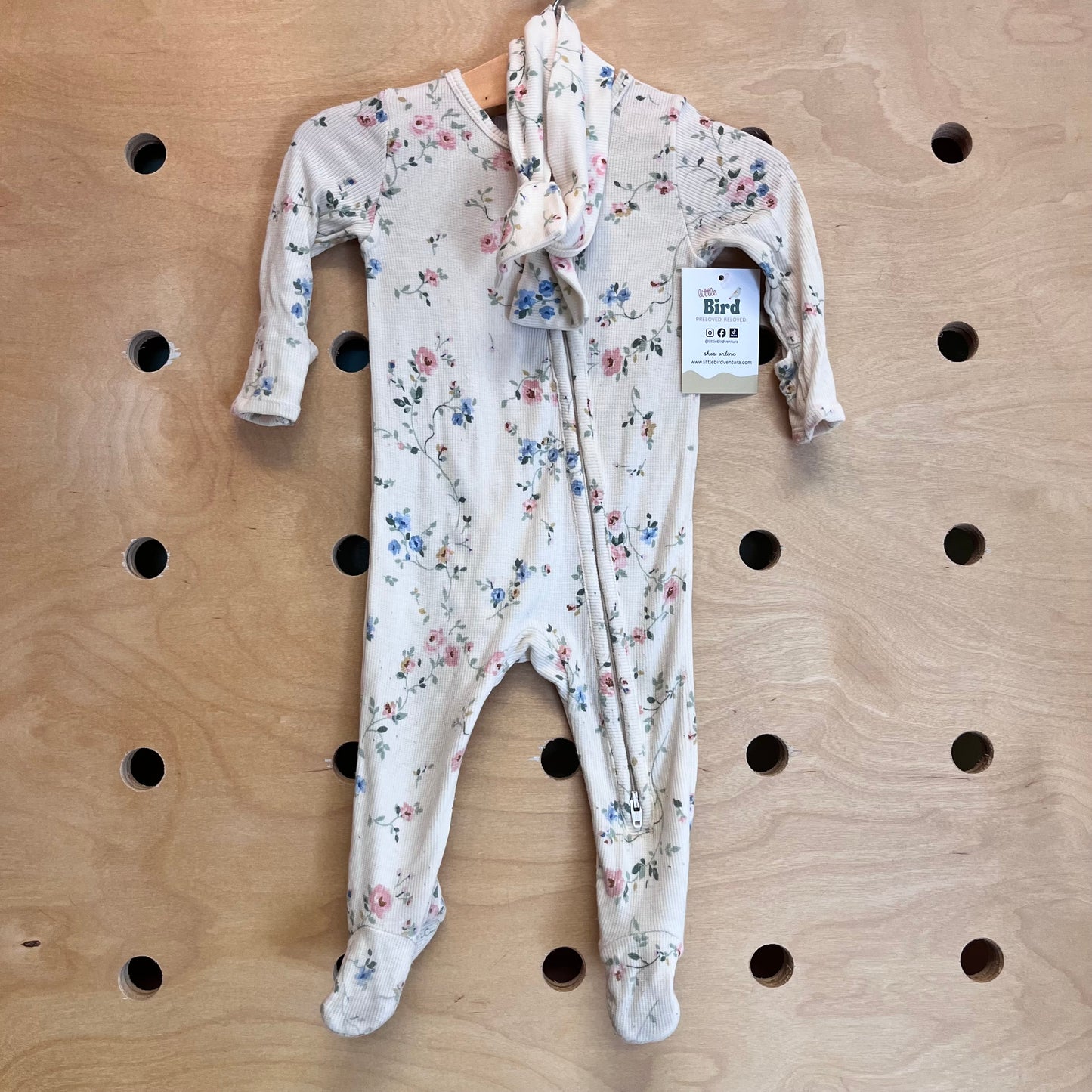 White Floral Modal Footies+Headband