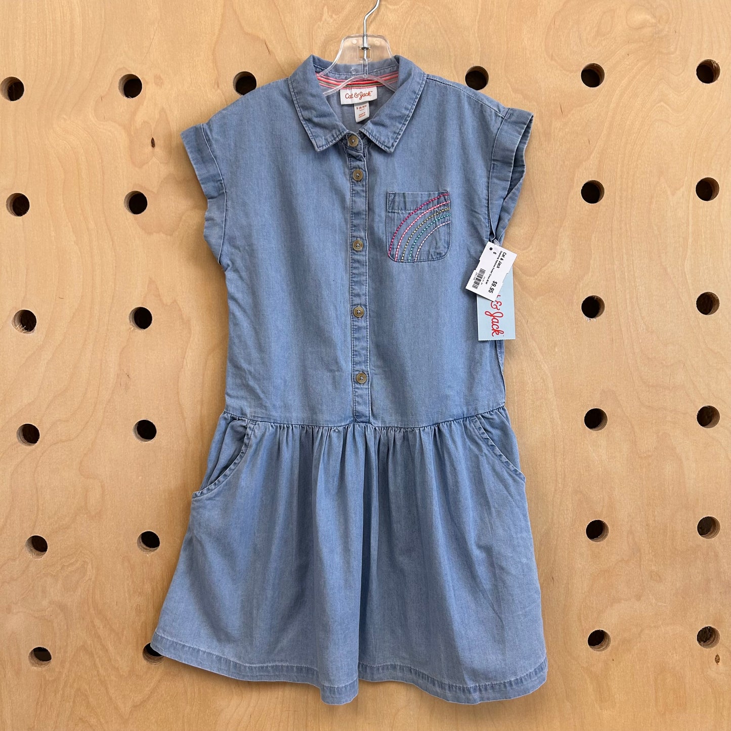 Chambray Rainbow Pocket Dress NEW!