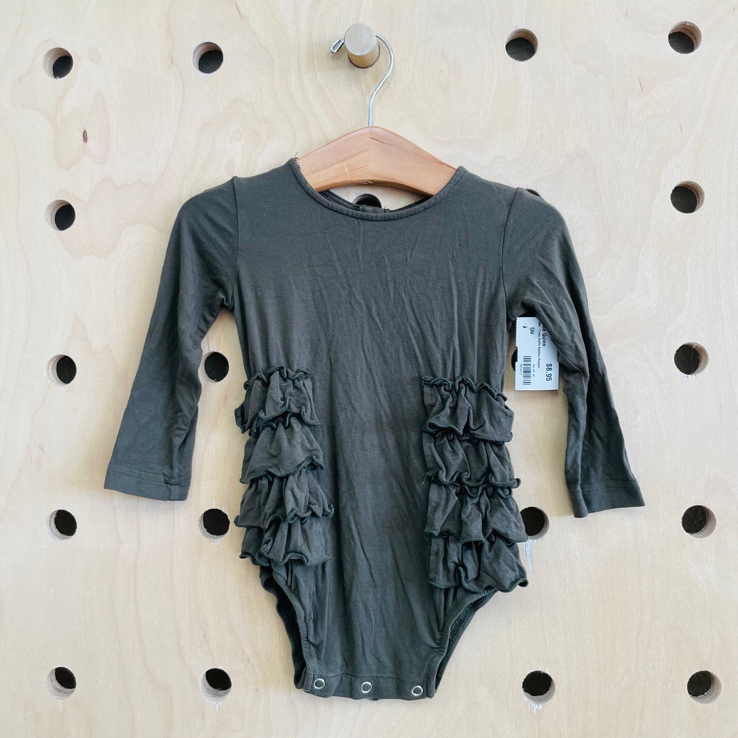 Olive Green Ruffle Bamboo Romper