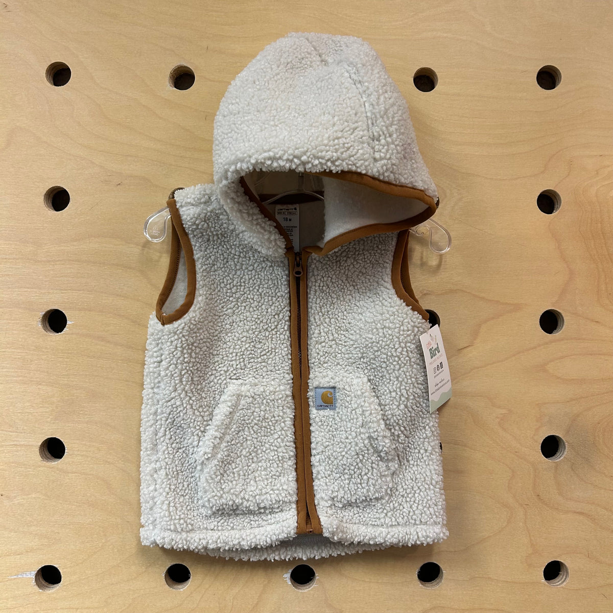 White/Brown Sherpa Hooded Vest