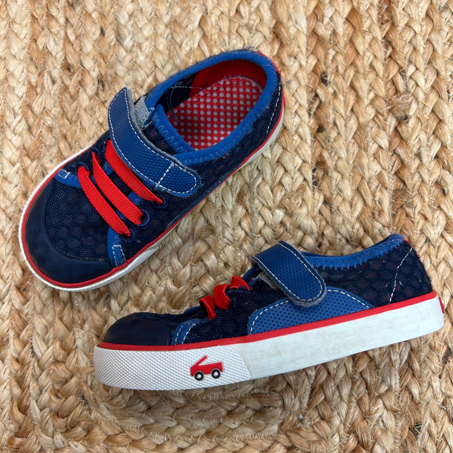 Red & Navy Mesh Velcro Sneakers