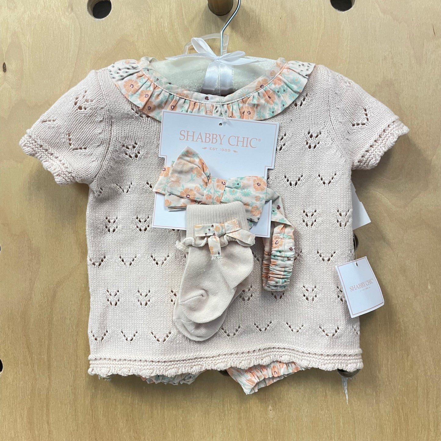 4pc Peach Pointelle Knit Outfit NEW!