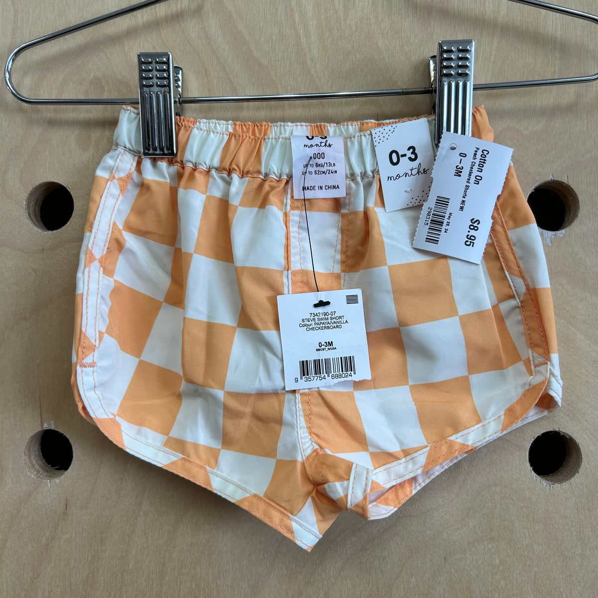 Peach Checkered Shorts NEW!