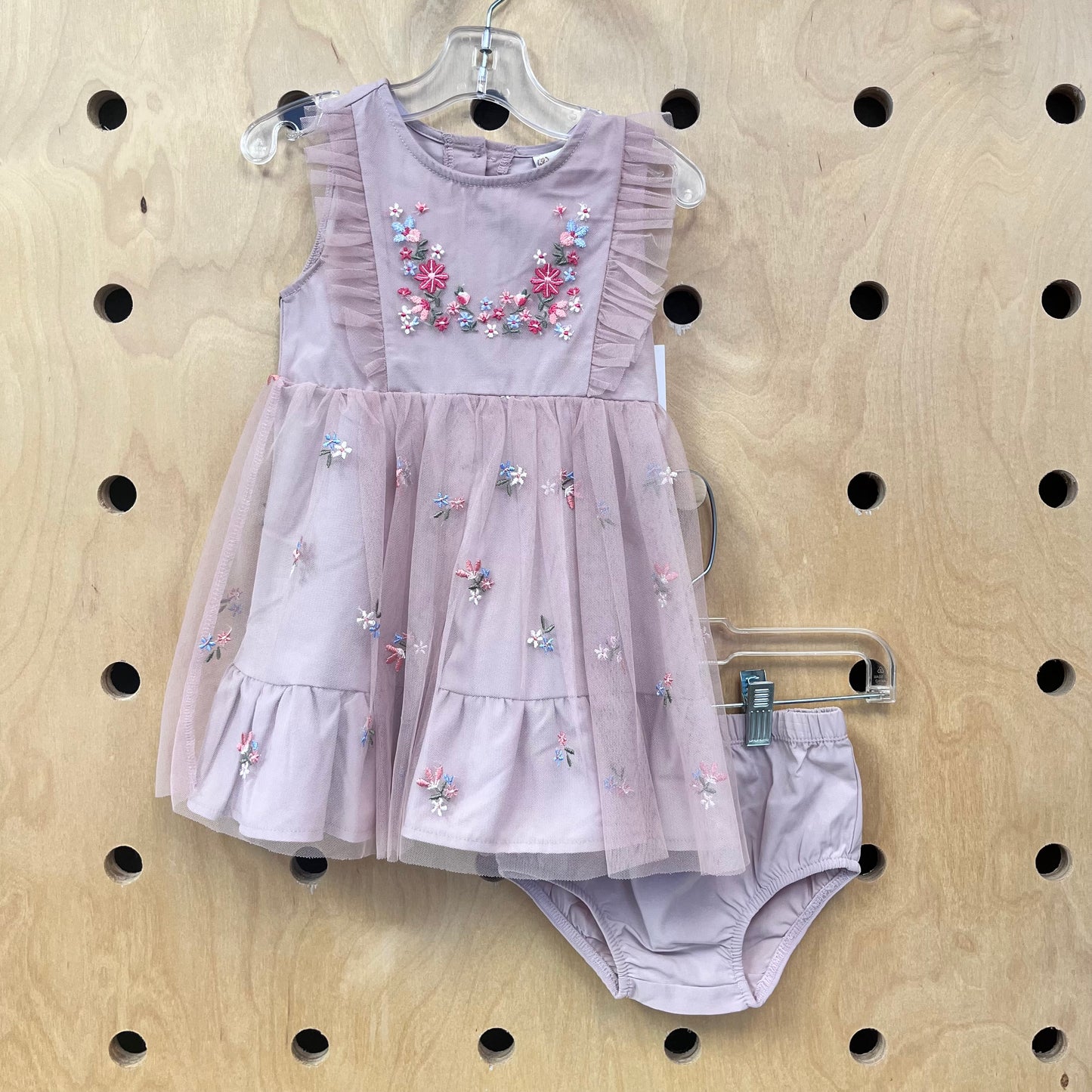 Dusty Lavender Tulle Floral Dress