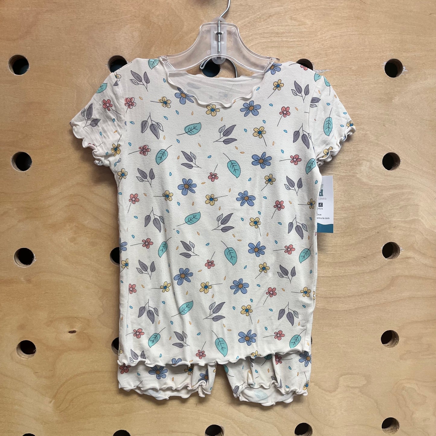 Cream Floral Rayon Pajamas